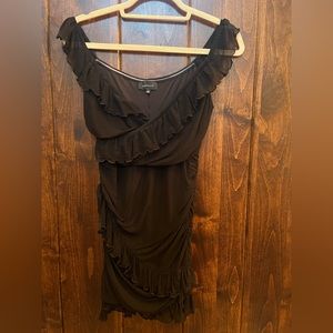 Majorelle black off the shoulder mini dress